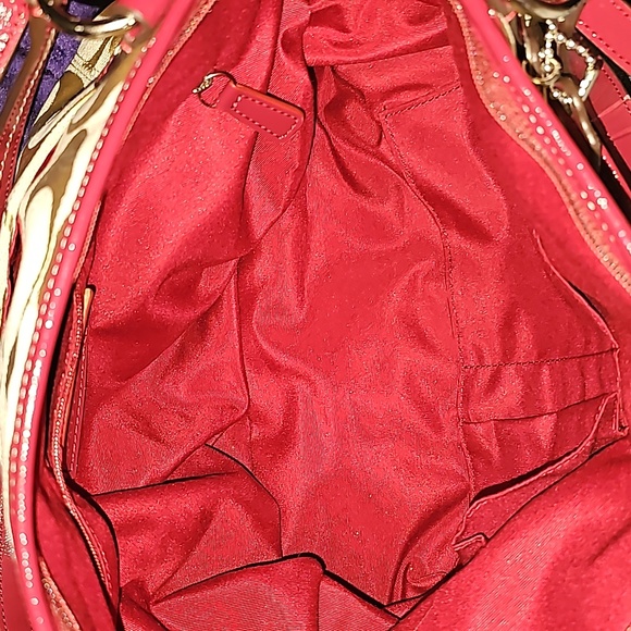 Coach Like new condition signature "CC" canvas tote with red patent accents. - Picture 6 of 6